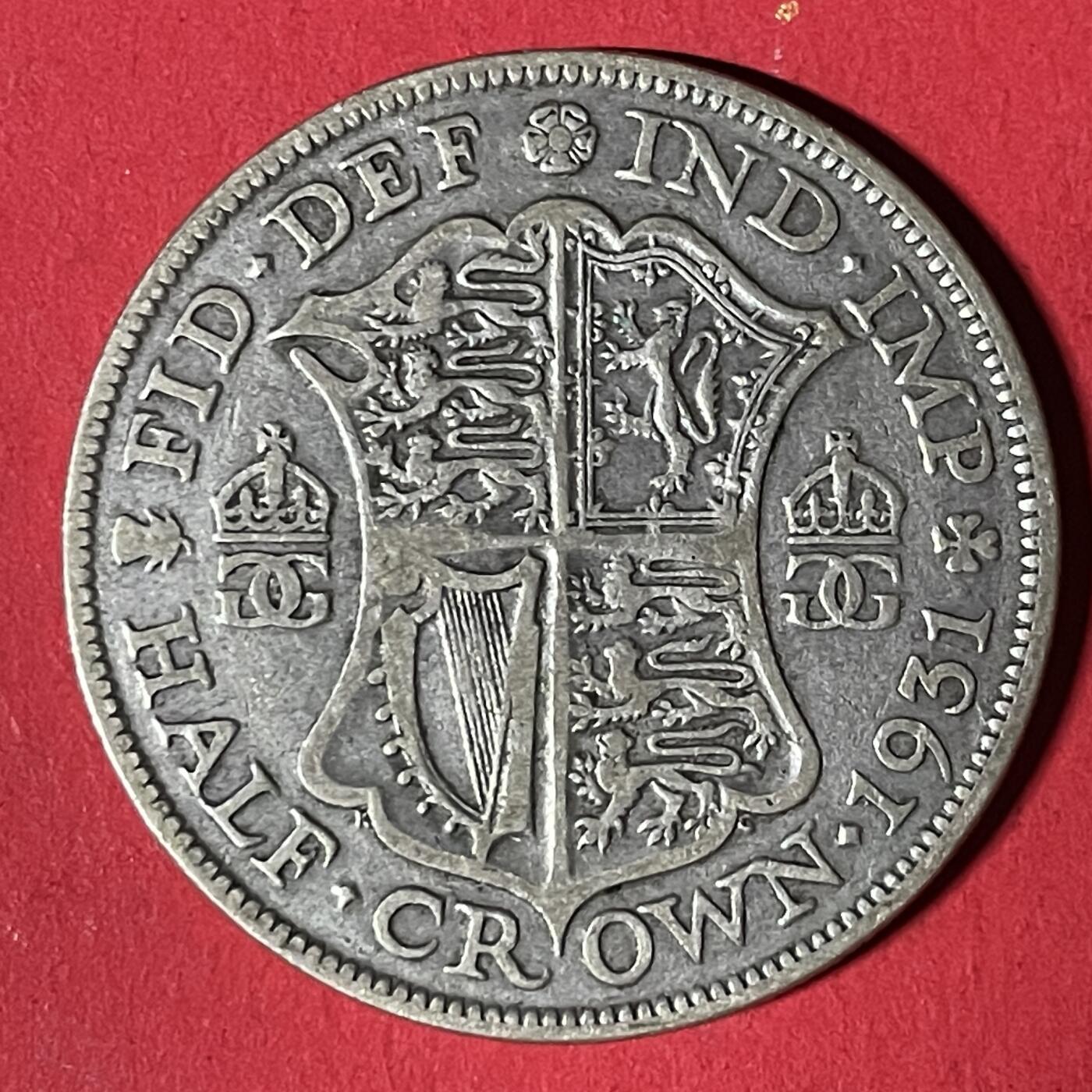 【银质纪念币、国外银币等珍品】限时专场 英国 1931年 乔治五世 半克朗银币一枚