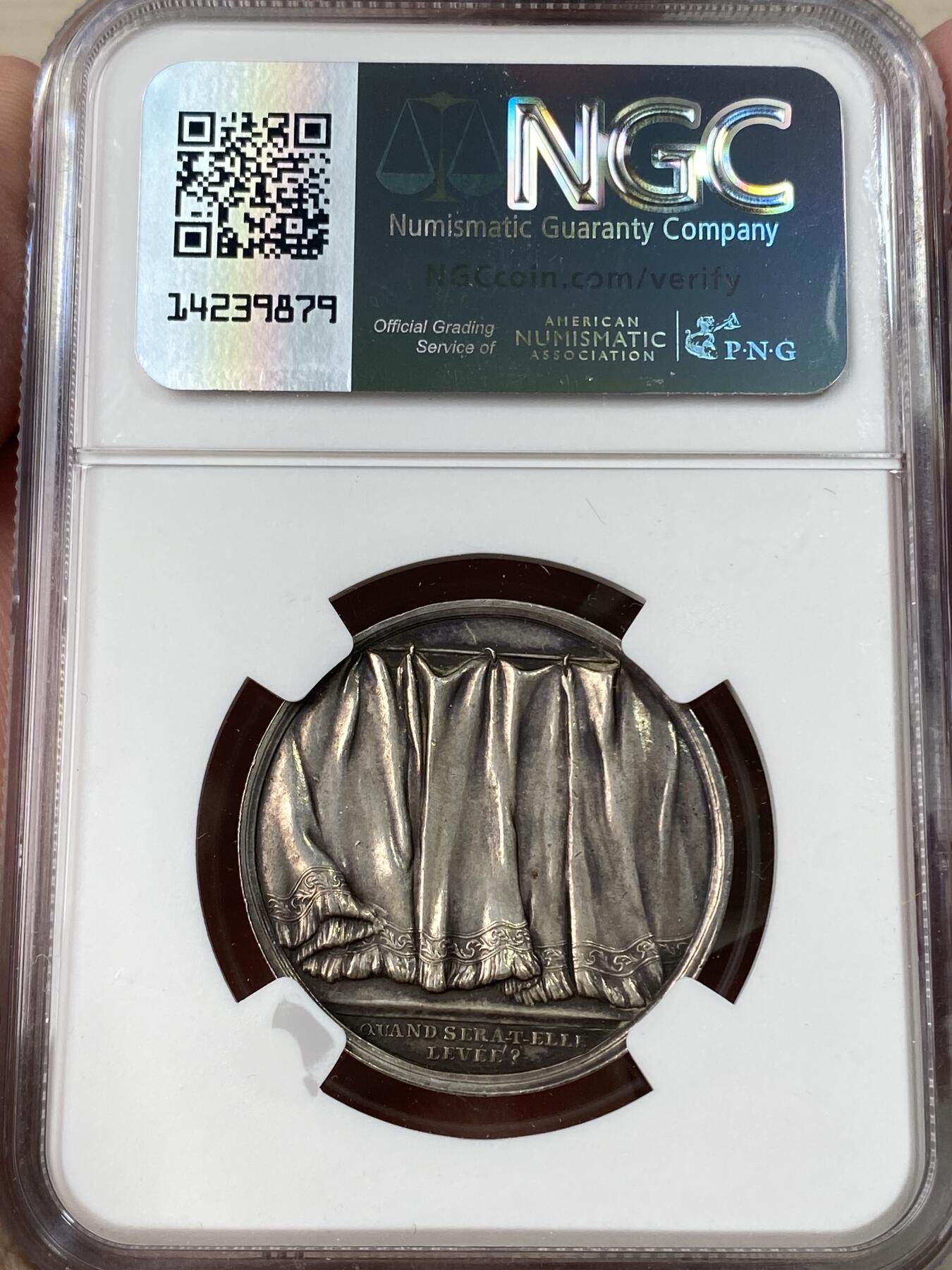 万国钱币拍卖第053期【万国秋季大拍下●周五周六两场连拍】 NGC MS62 1794年德国柏林纪念路易十六和玛丽·安托瓦内特皇子银章 LOOS名家雕刻设计 30.5MM