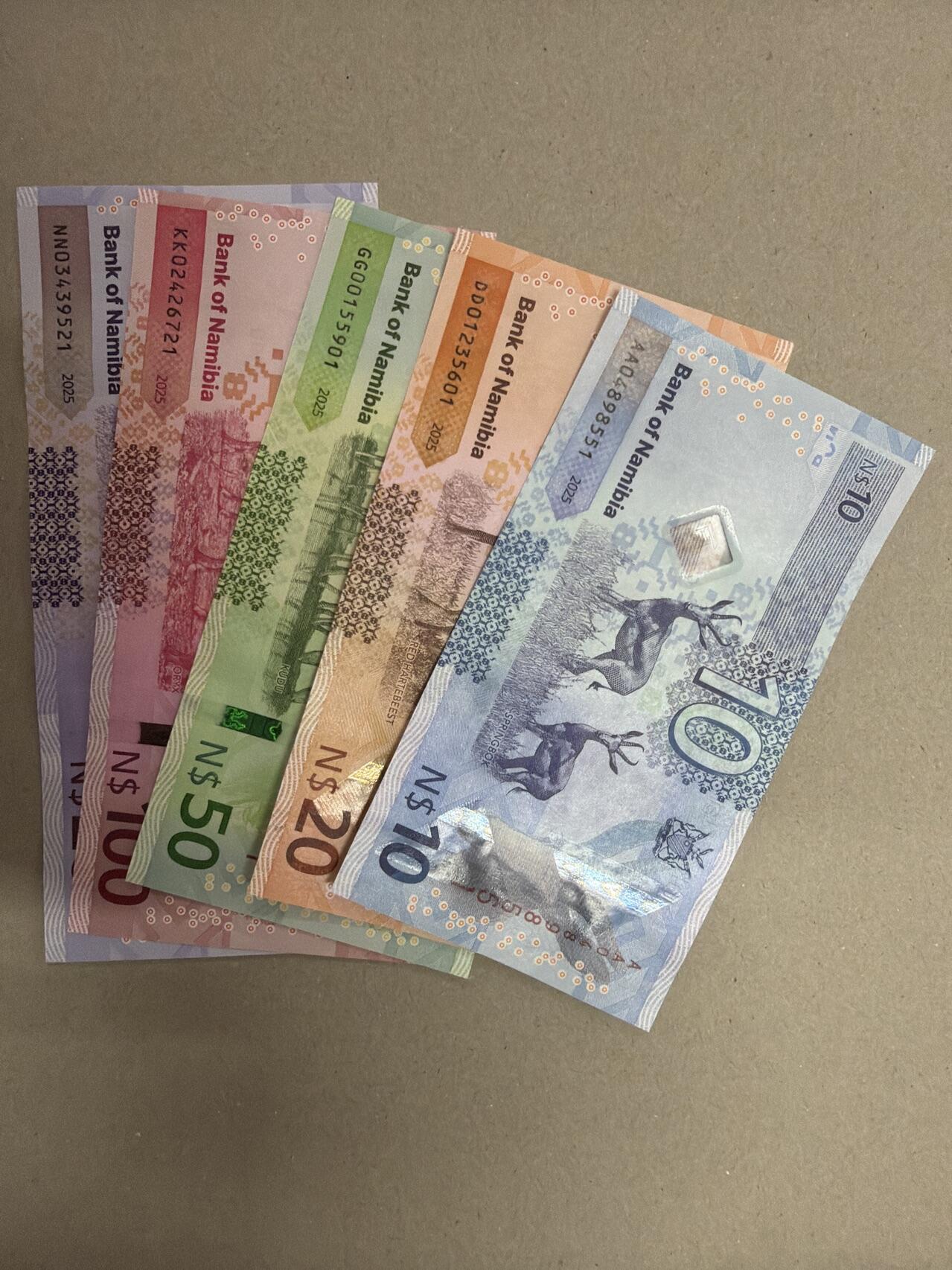 新版2025年纳米比亚10-200元套币（尾一同套币） 尾1