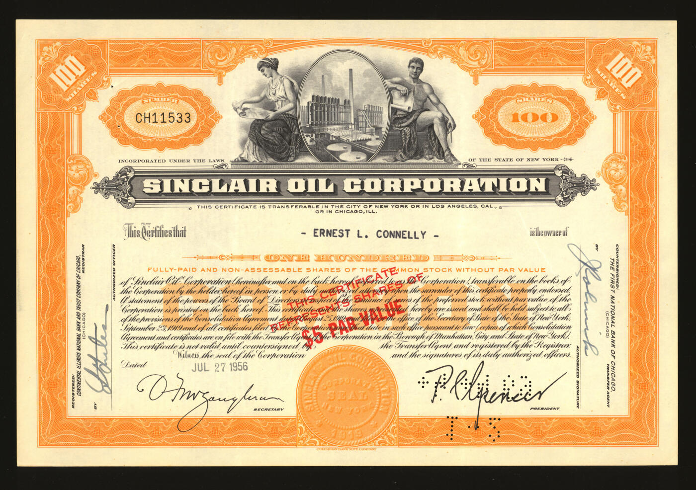 泓盛2025年秋季拍卖会 纸币 美国20世纪30-70年代公司股票共18枚，品种多样，全新，敬请预览