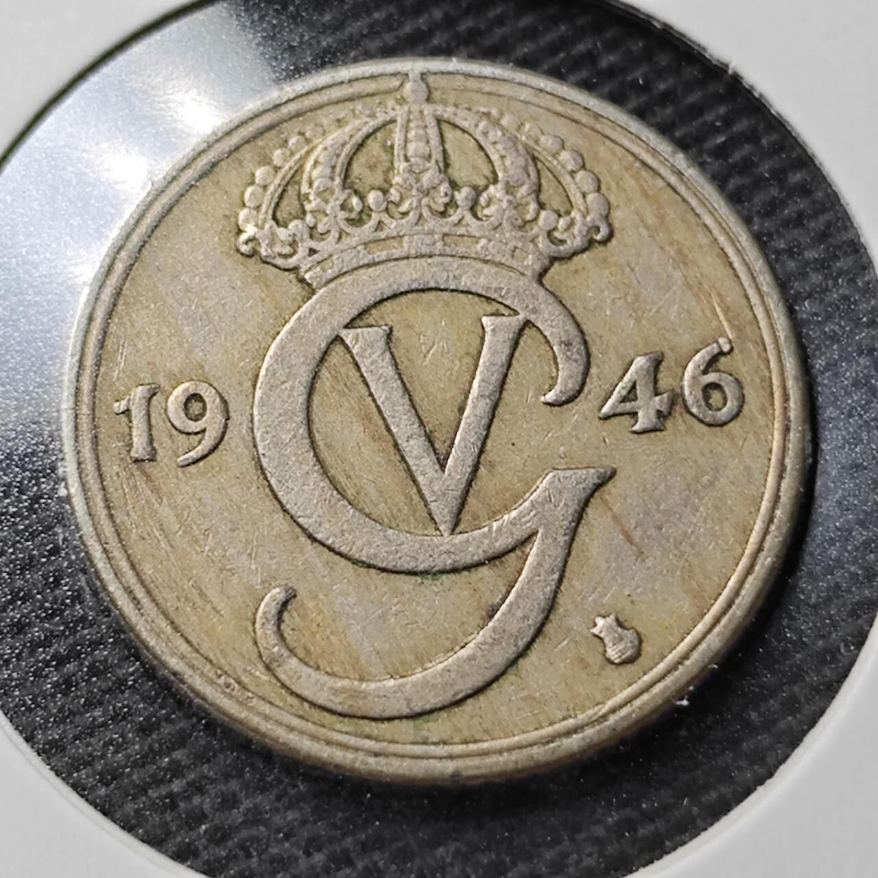 KK钱币收藏小铺 第355场 2月预留时间 周末发货  1946瑞典50欧尔镍币