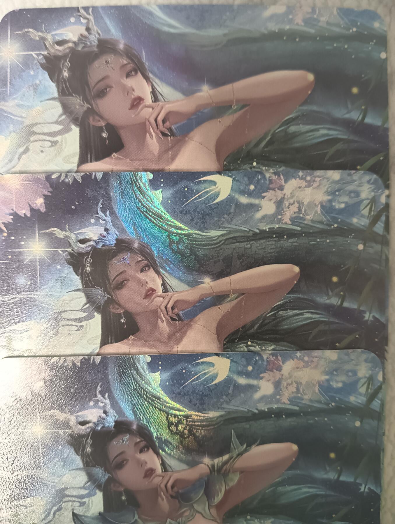 花开卡拍第43期（10月19号周日截拍，品控勿拍!!!拍品不寄存，运费5元，自制卡难免瑕疵，可能存在轻微撞角爆边等出厂瑕疵，品控介意勿拍！） 墨卡文创 原创四象五行 青龙 彩闪三渐变