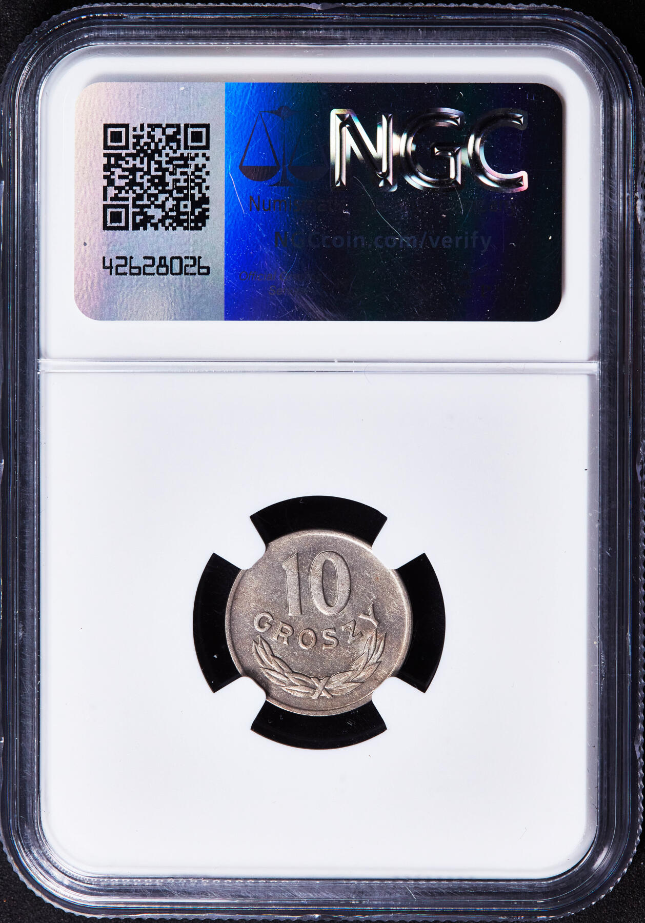 【俄甄集藏】2025年(044)11-12星期三晚 19:30 全场包邮 波兰1949年10格罗申镍币，NGC AU58，原光品相