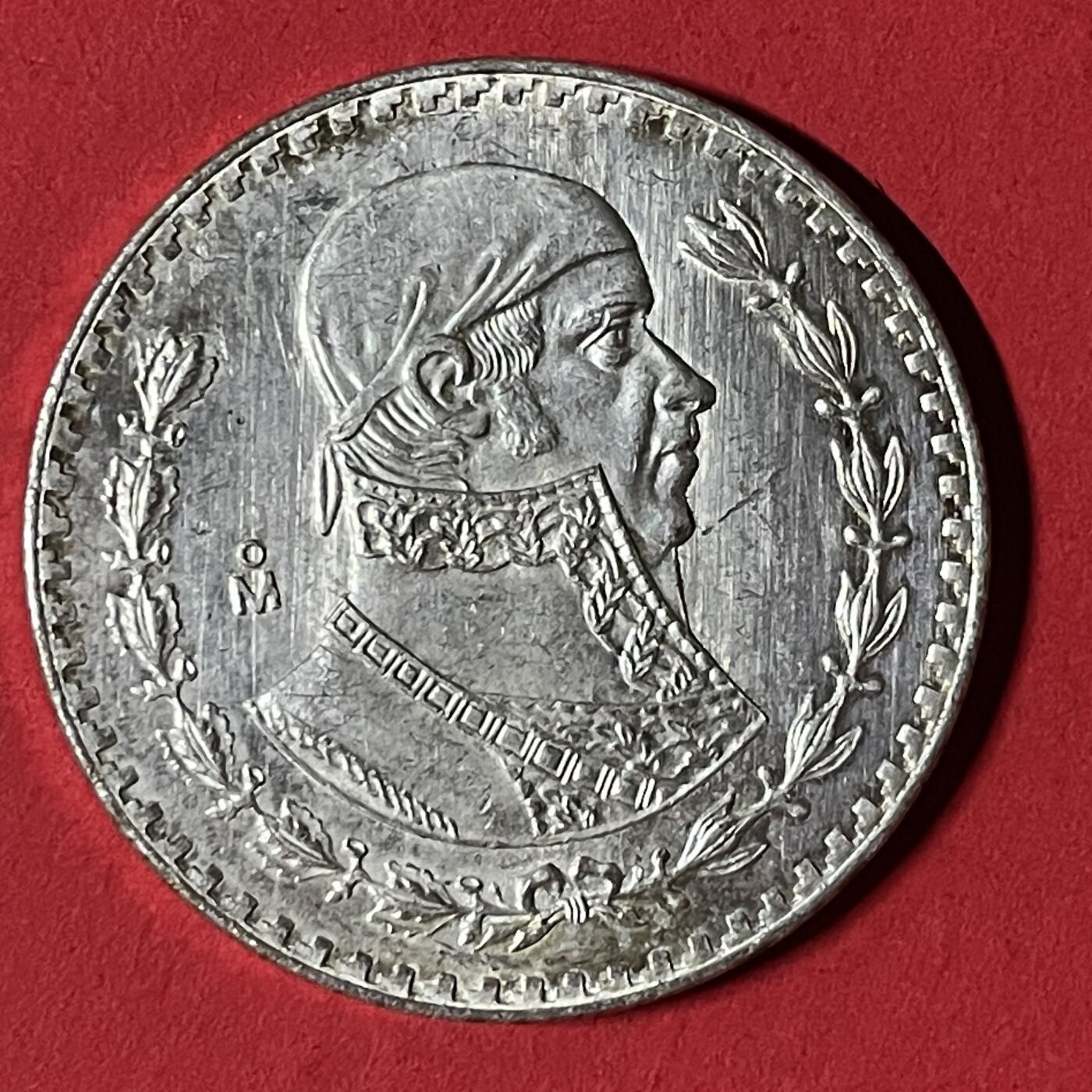 【银质纪念币、国外银币等珍品】限时专场 大背逆墨西哥 1965年  1比索银币一枚