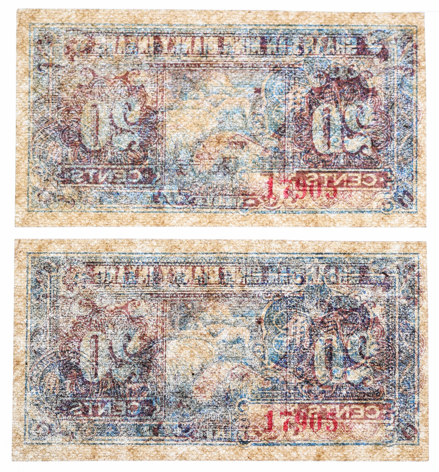 泓盛2025年秋季拍卖会 纸币 民国三十年（1941年）陕甘宁边区银行蓝色牧羊图贰角共2枚连号，少见，纸张硬挺，图案十分明晰，凹凸强烈，色彩浓郁，纯正自然，九八成新（PMG-63/2315028-072、073）