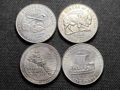 KK钱币收藏小铺 第355场 2月预留时间 周末发货 - 美国5分纪念币一组4枚 好品 