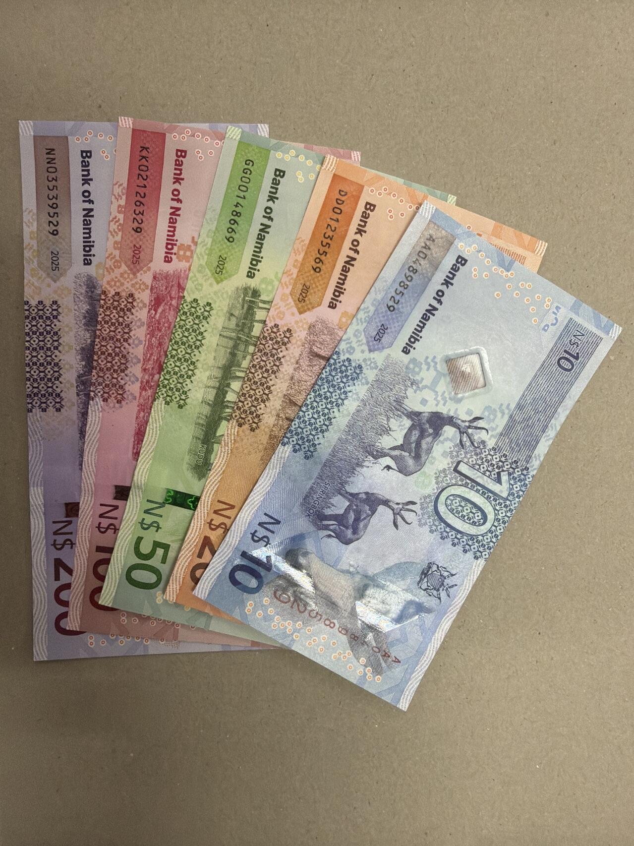 新版2025年纳米比亚10-200元套币（尾一同套币） 尾9