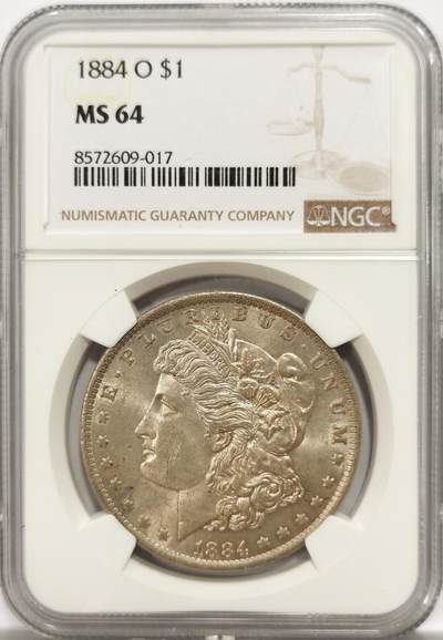 博洋堂世界钱币拍卖第143期（全场包邮） - NGC MS64 美国1884-O摩根女神大银元，双面性感淡黄油彩包浆，双面车轮转光，底板清爽干净，字口全深打，摩根女神发丝根根缕缕分明清晰，白头海雕胸毛爆满，翅膀细节犀利割手，品相状态总体在线！