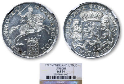 德泉缘2025年北京秋季拍卖会 - 荷兰马剑银币一枚 NGC MS64 2759941-012 重16.39g