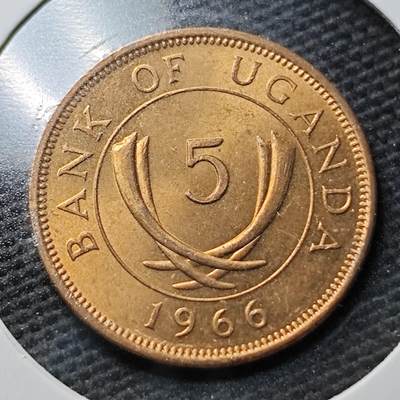 KK钱币收藏小铺 第355场 2月预留时间 周末发货 -  1966乌干达5分铜币 好品