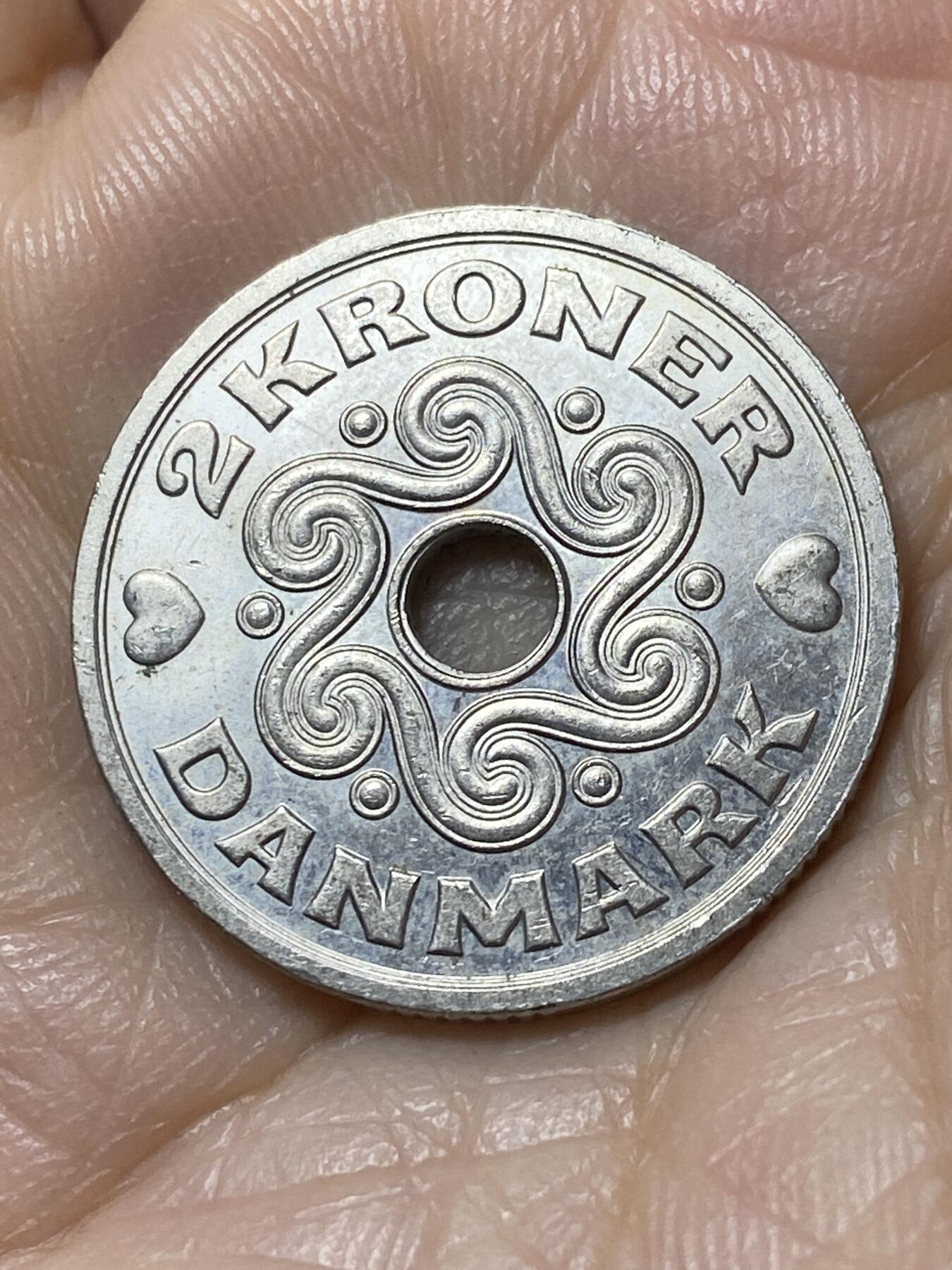 2025年第一百一十一场(总第一百三十七场）外国好品散币(免佣金) 丹麦🇩🇰1993年2克朗(玛格丽特二世时期，LG; JP; A版)