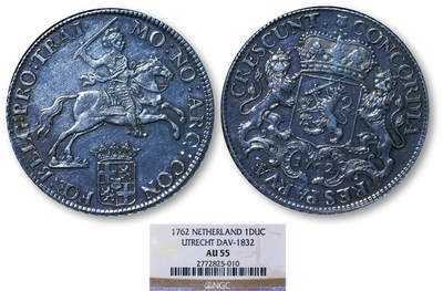 德泉缘2025年北京秋季拍卖会 - 荷兰大马剑银币一枚 NGC AU55 2772825-010 重32.78g