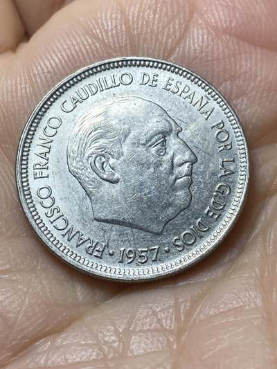 2025年第一百一十一场(总第一百三十七场）外国好品散币(免佣金) - 西班牙🇪🇸1957(73)年5比塞塔(弗朗哥执政时期第二版)