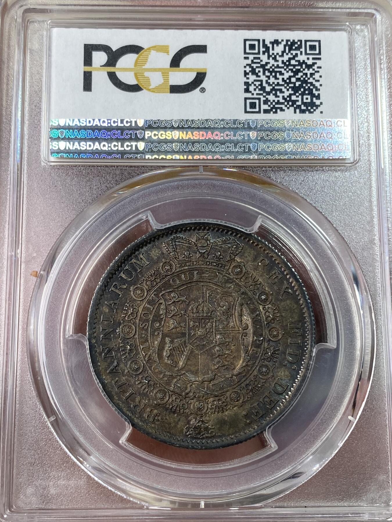 万国钱币拍卖第053期【万国秋季大拍上●周五周六两场连拍】 PCGS MS63 1817年英国乔治三世牛头半克朗 英式天鹅绒浓厚酱彩