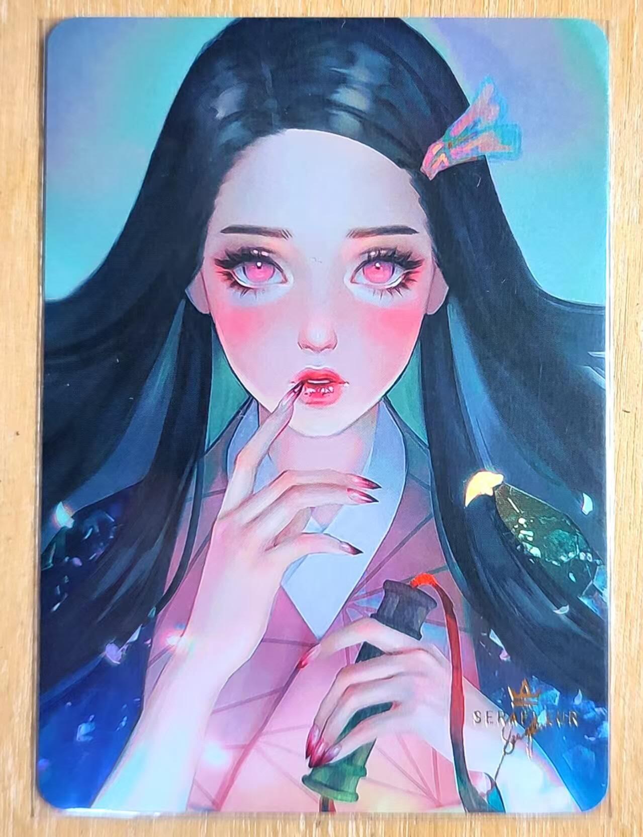龙虎卡牌第五十九场（无佣金，满120包邮，周六晚上结拍，欢迎送拍） 彩闪 燎原卡牌 弥豆子 摘下竹棒超清纯