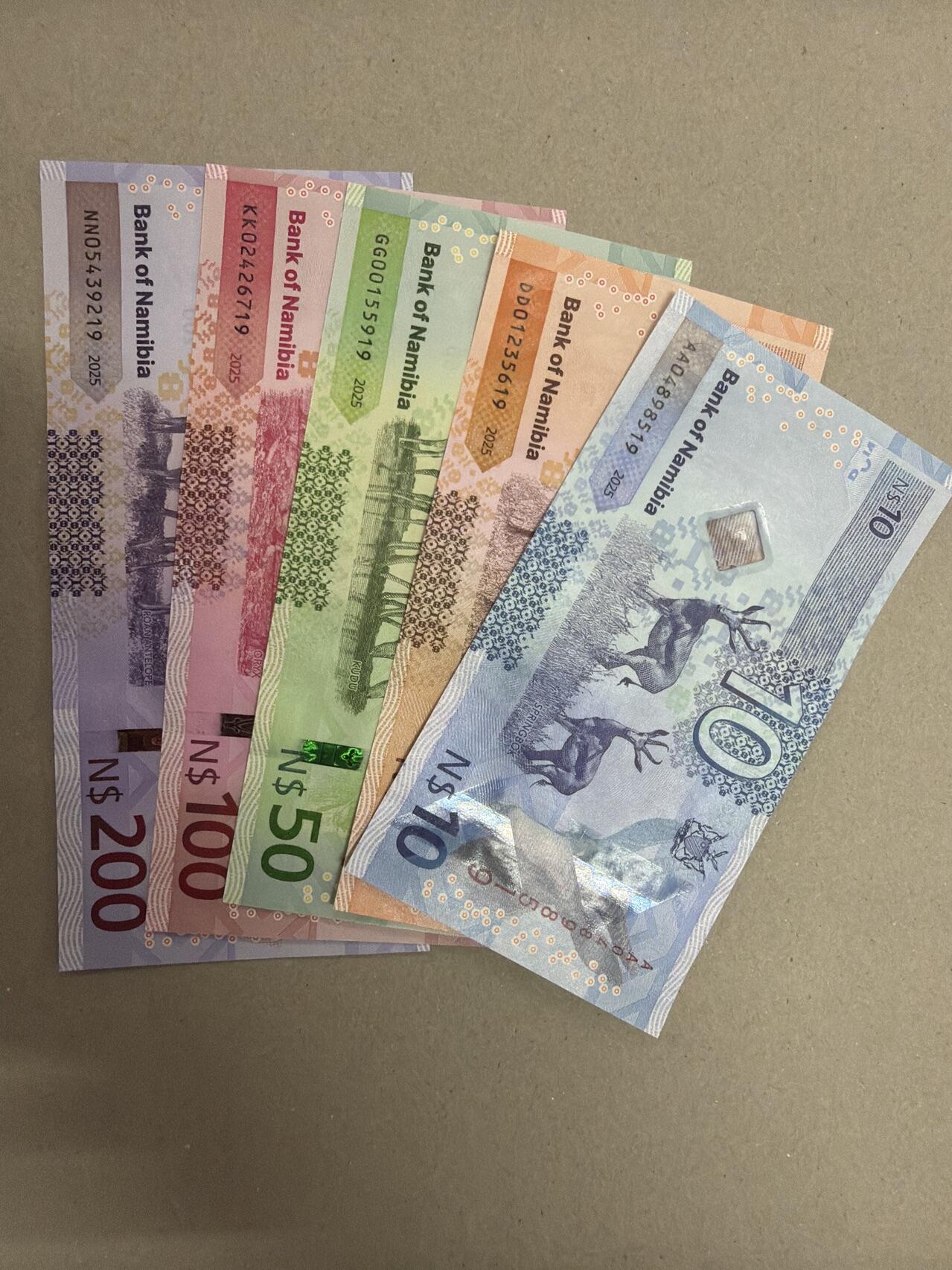 新版2025年纳米比亚10-200元套币（尾一同套币） 尾9