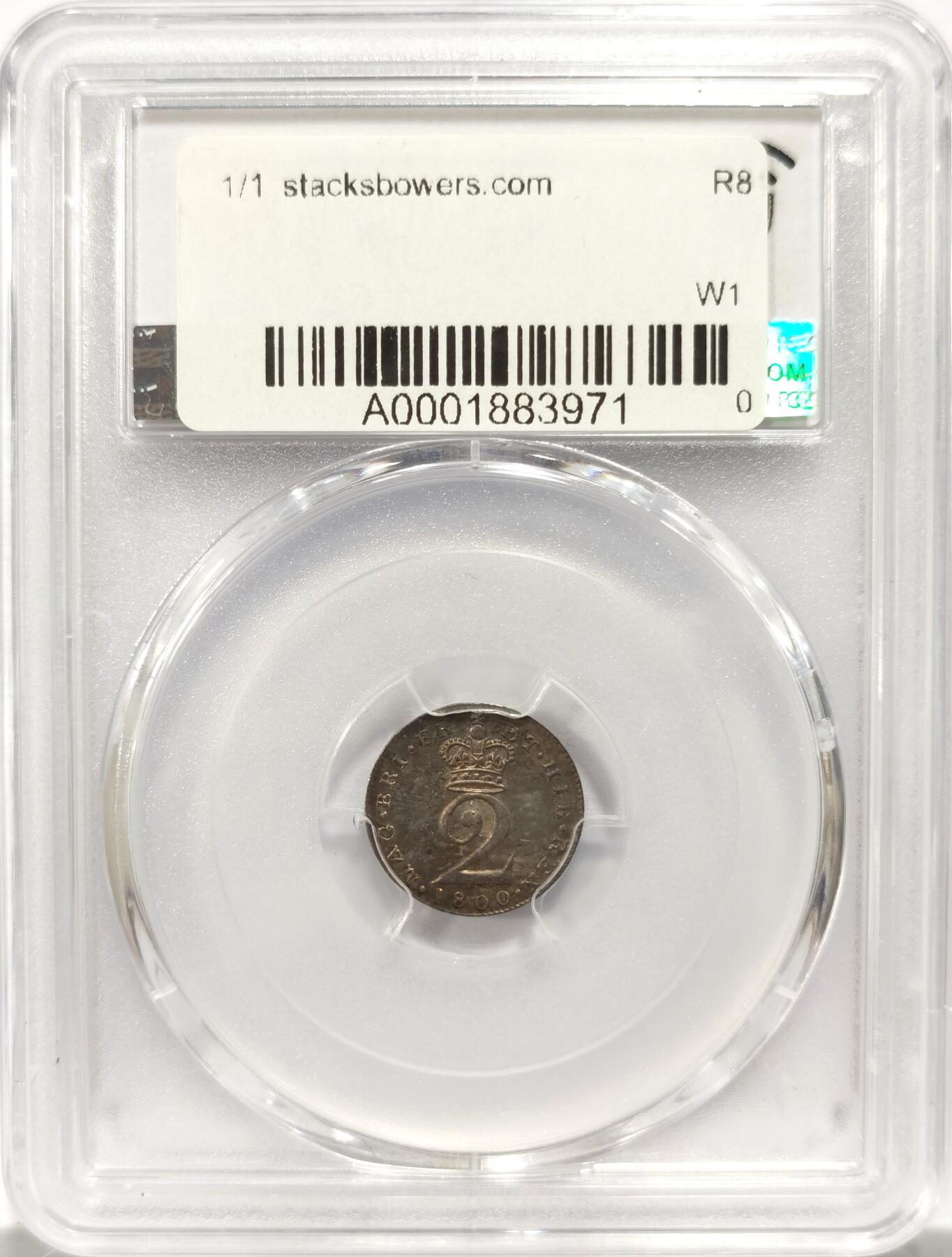 博洋堂世界钱币拍卖第143期（全场包邮） PCGS MS63 英国1800年乔治三世2便士濯足币，原盒丝绒包浆，名家旧藏，冠军分！