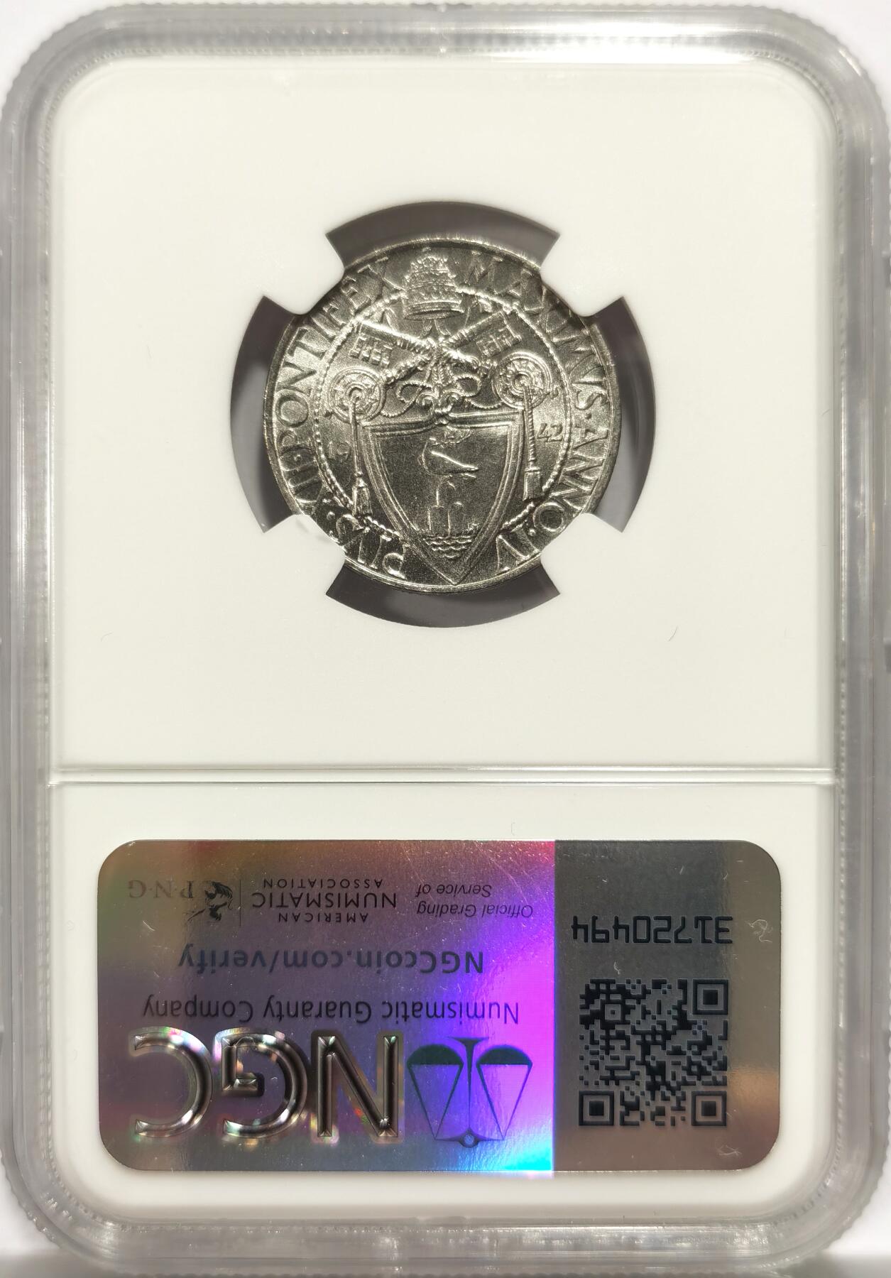 博洋堂世界钱币拍卖第143期（全场包邮） NGC MS65 梵蒂冈1942年50C镍币