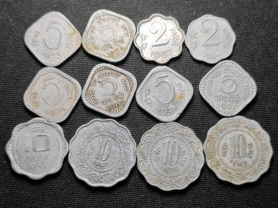 KK钱币收藏小铺 第355场 2月预留时间 周末发货 - 印度派沙散币12枚一组 