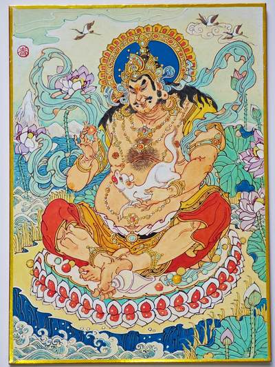 白泽拍卖卡牌手绘专场第26期（霜降天寒蝉噤语，风高夜冷桂留香） - 2025 陈岱青手绘画 黄财神 尺寸：21cm*29cm  陈岱青签题 恭喜发财