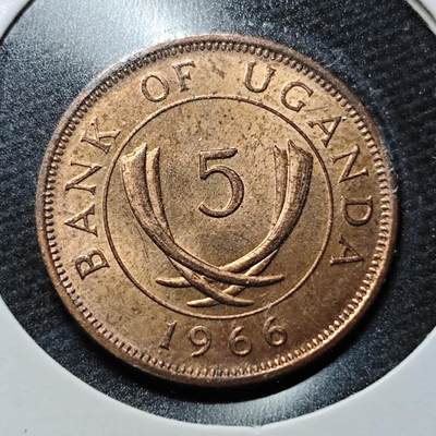 KK钱币收藏小铺 第355场 2月预留时间 周末发货 -  1966乌干达5分铜币