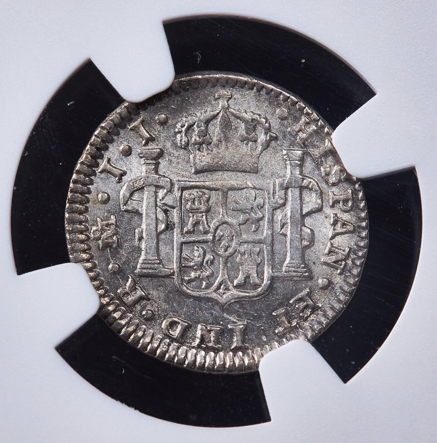 【俄甄集藏】2025年(044)11-12星期三晚 19:30 全场包邮 西属墨西哥1820年费尔南多七世JJ版1/2里亚尔双柱银币，NGC MS63，黄油彩，转光品相