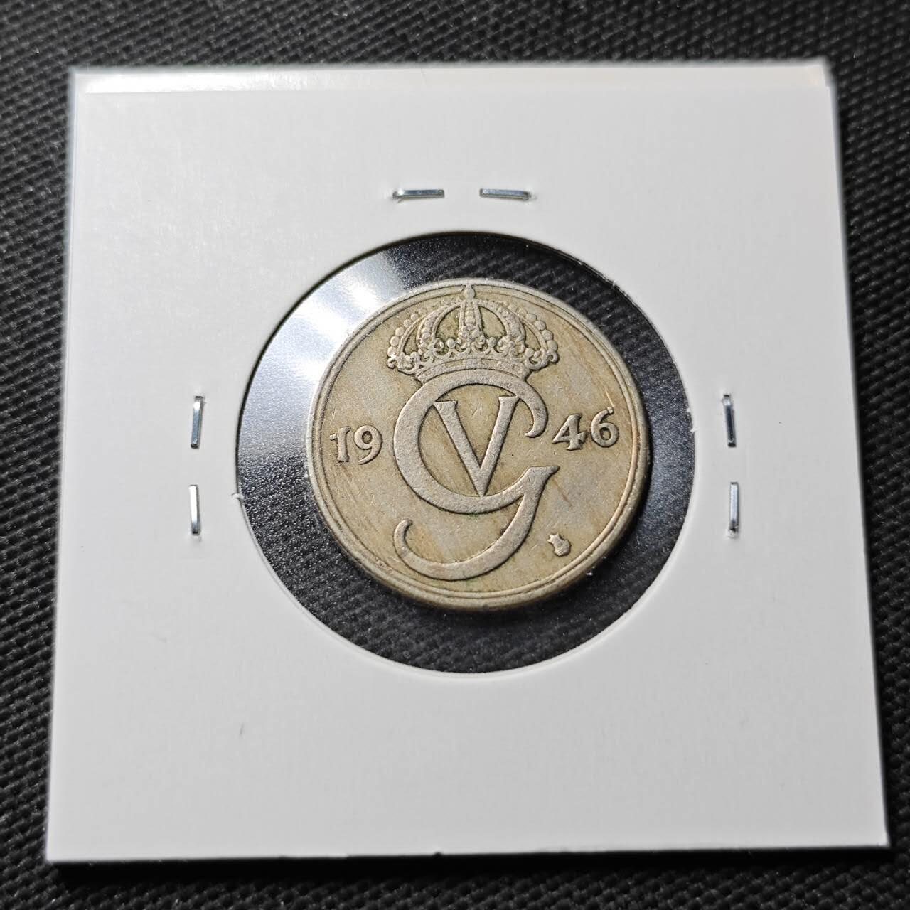 KK钱币收藏小铺 第355场 2月预留时间 周末发货  1946瑞典50欧尔镍币