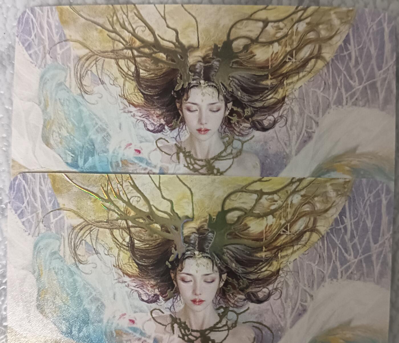 花开卡拍第43期（10月19号周日截拍，品控勿拍!!!拍品不寄存，运费5元，自制卡难免瑕疵，可能存在轻微撞角爆边等出厂瑕疵，品控介意勿拍！） 燎原刷子妖姬传 龙女双服饰 幻彩普卡2张