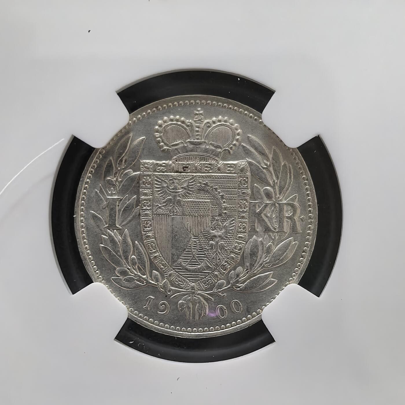 道一币馆币章第一百五十一场 NGC UNC 列支敦士登1900年约翰二世1克朗银币 50000