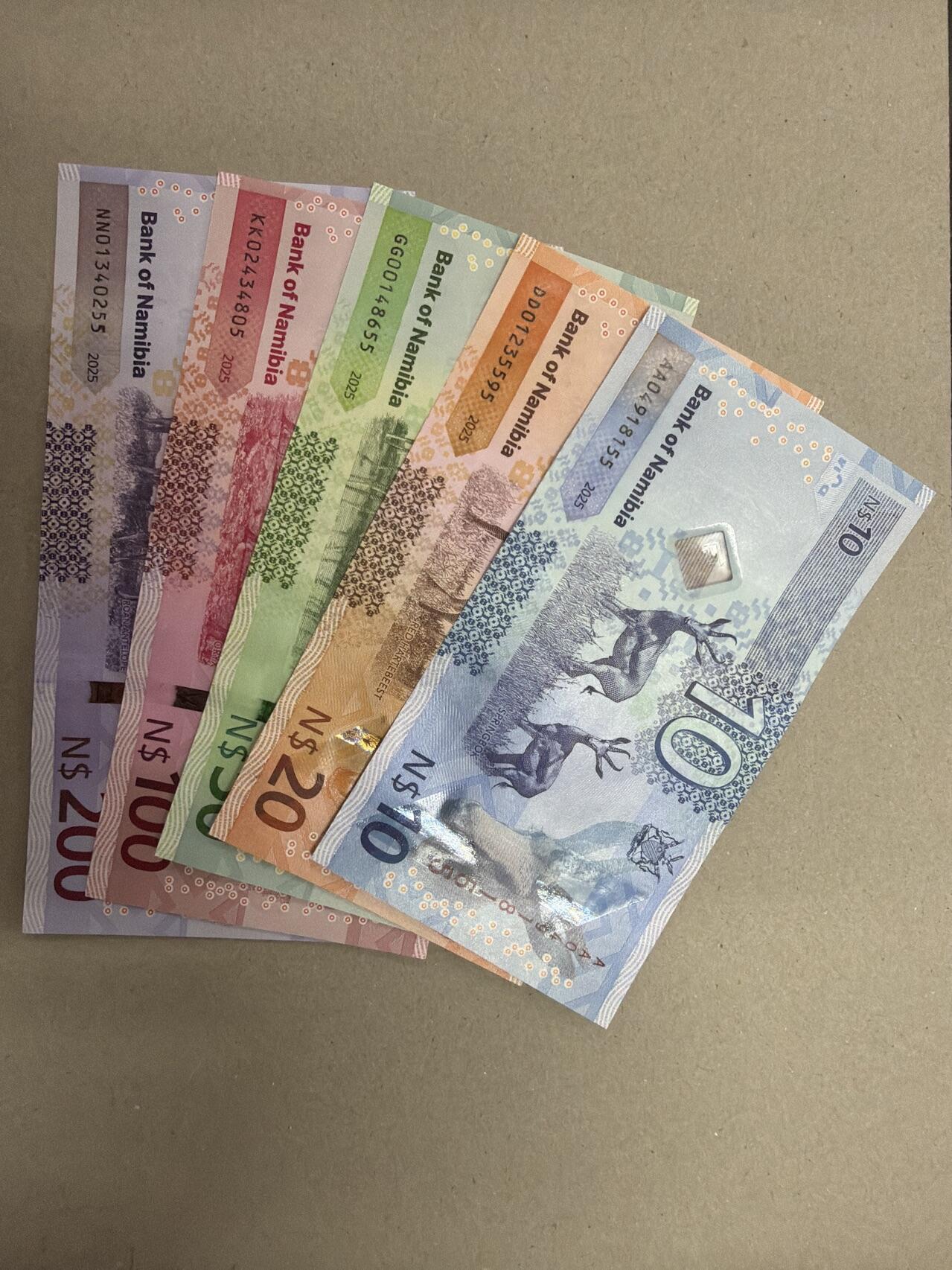 新版2025年纳米比亚10-200元套币（尾一同套币） 尾5