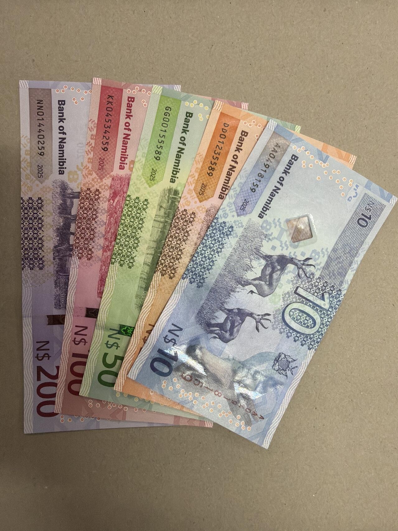 新版2025年纳米比亚10-200元套币（尾一同套币） 尾9