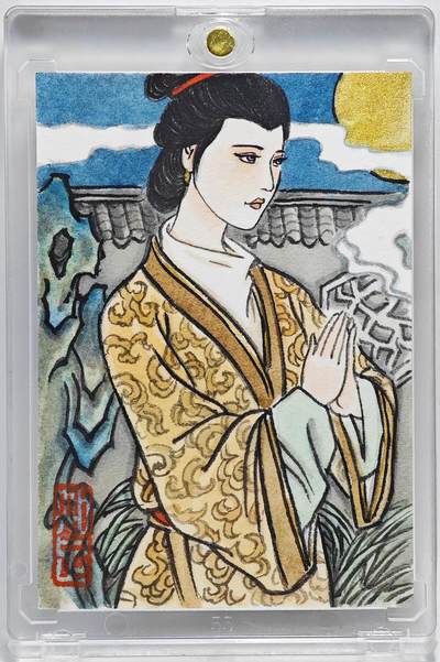 白泽拍卖卡牌手绘专场第26期（霜降天寒蝉噤语，风高夜冷桂留香） - 2025 卢艺丰手绘卡 貂蝉  卢艺丰亲签 卡砖封装