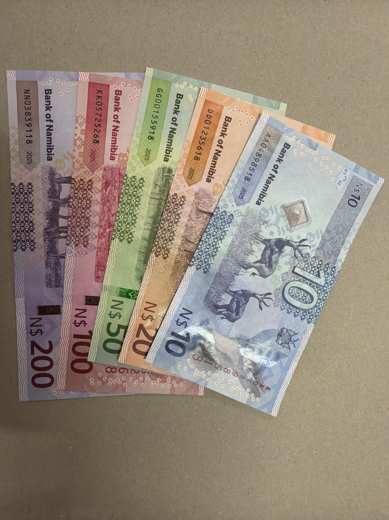 新版2025年纳米比亚10-200元套币（尾一同套币） （竞价）尾8