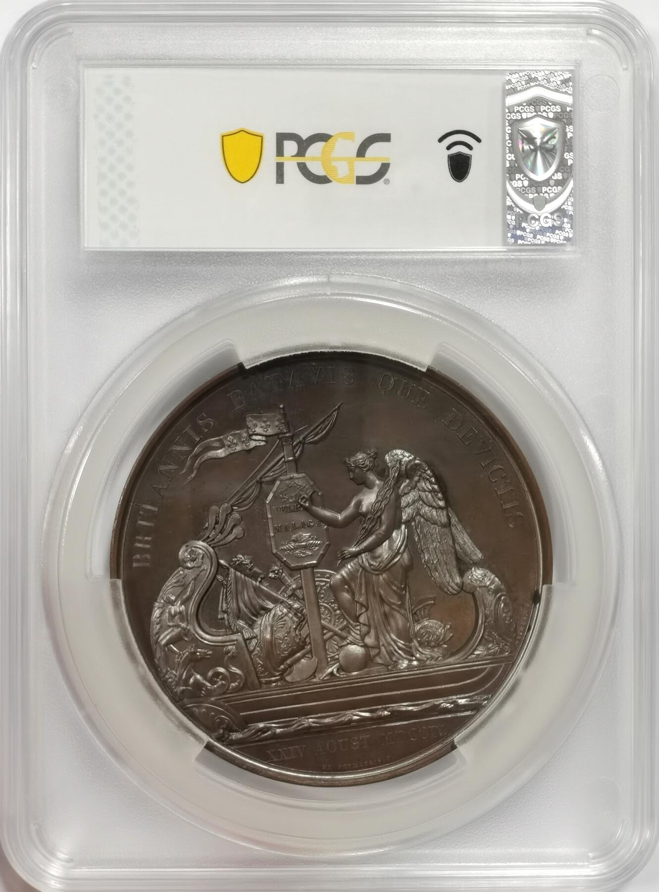 博洋堂世界钱币拍卖第143期（全场包邮） PCGS SP63 唯一冠军！1820年法国纪念击败荷兰无敌舰队巨大铜章！原铸65mm巨大厚重铜章，超级无敌高浮雕模板！上手给人一种无与伦比的震撼！刚刚PCGS 新盒子，毫无任何损伤！