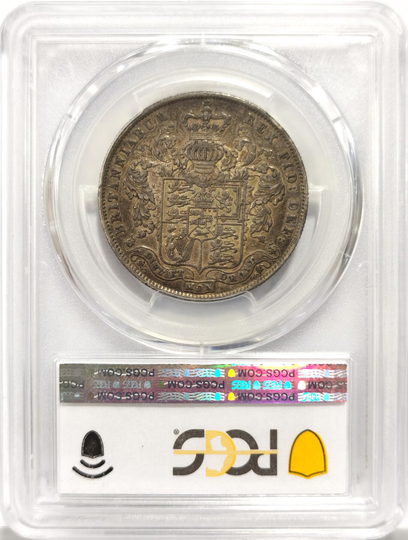 博洋堂世界钱币拍卖第143期（全场包邮） PCGS AU50 英国1826年乔治四世1/2克朗银币，极美包浆状态