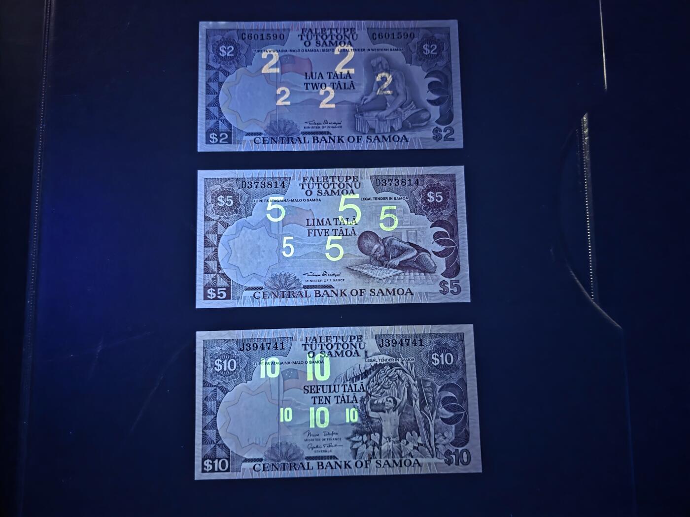 叁拾收藏第32期 西萨摩亚老版本2/5/10塔拉3张小套  UNC
