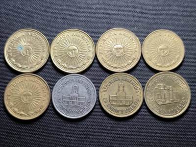 KK钱币收藏小铺 第355场 2月预留时间 周末发货 -  阿根廷一组8枚散币