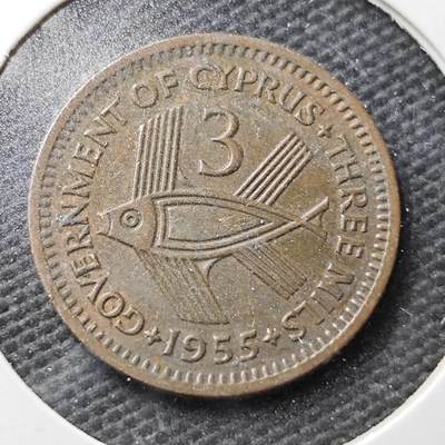KK钱币收藏小铺 第355场 2月预留时间 周末发货 -  1955英属塞浦路斯3米尔铜币
