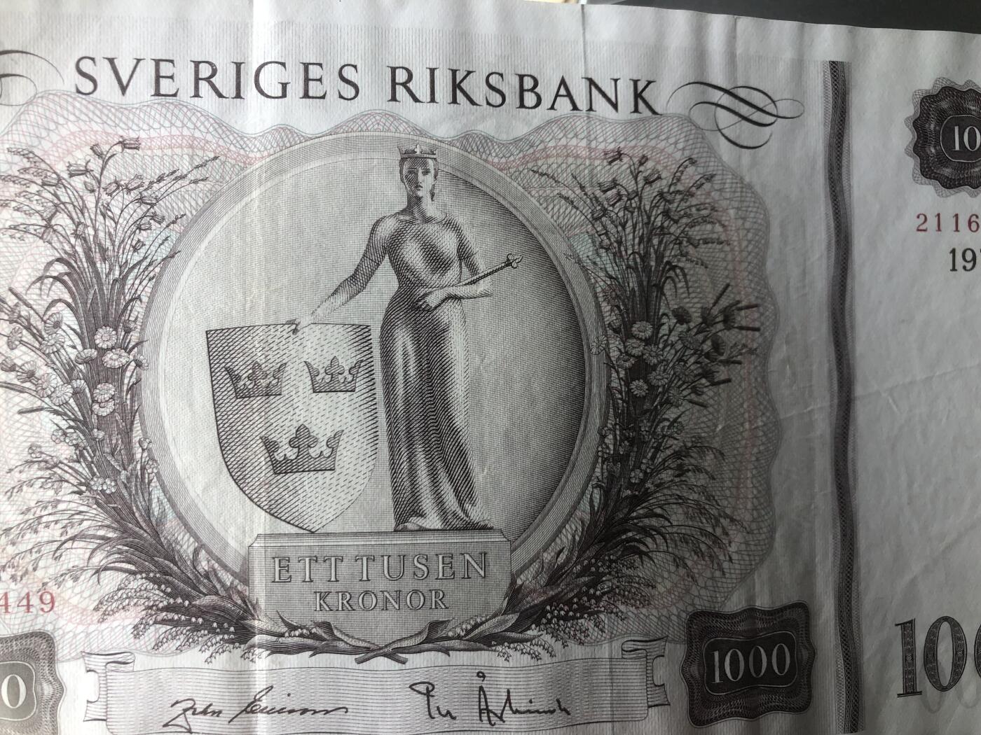 67 EPQ 1979年 新加坡鸟版20元，各版本稀有瑞典1000克朗，持续更新ing 瑞典 1971年 1000瑞典克朗 大幅大钞 少见 XF品相