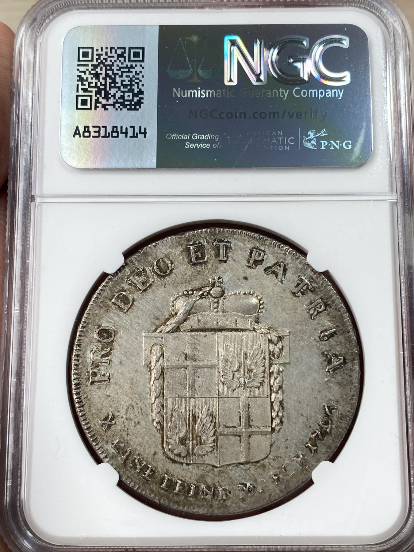 万国钱币拍卖第053期【万国秋季大拍下●周五周六两场连拍】 NGC MS61 1796年德国富尔达主教区阿德尔伯特三世盾徽大泰勒 典雅欧陆五彩环绕 大主教袍与天使翅膀纹章极致美丽 远超分数的视觉观感
