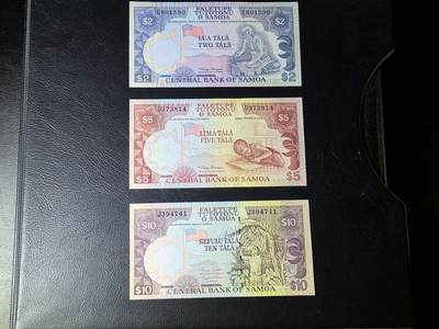 叁拾收藏第32期 - 西萨摩亚老版本2/5/10塔拉3张小套  UNC