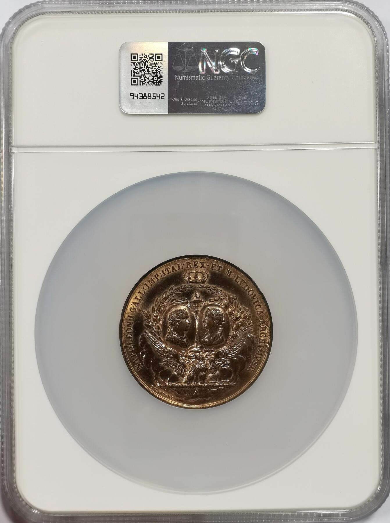 博洋堂世界钱币拍卖第143期（全场包邮） NGC MS64RB 法国1811年拿破仑系列巨大版纪念拿二出生大铜章！50mm巨大尺寸，加厚加大盒子！原光极其难得！