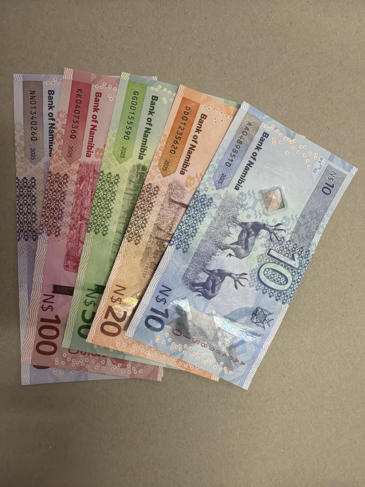 新版2025年纳米比亚10-200元套币（尾一同套币） 尾0