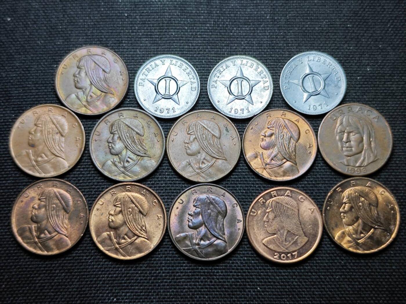 KK钱币收藏小铺 第355场 2月预留时间 周末发货  巴拿马一组19枚 含好品