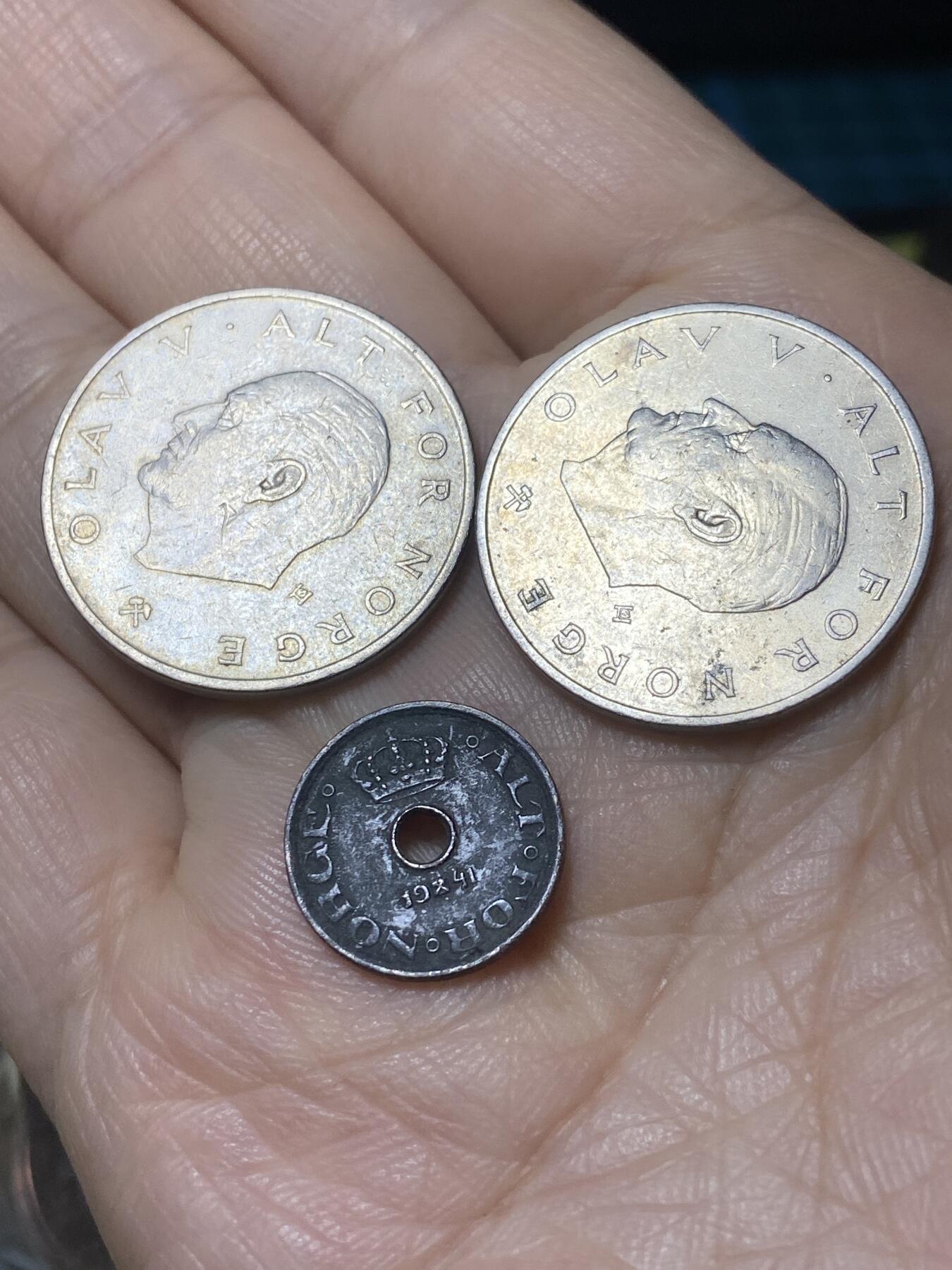 2025年第一百一十一场(总第一百三十七场）外国好品散币(免佣金) 挪威🇳🇴3枚：1976年1克朗，1941年10欧尔