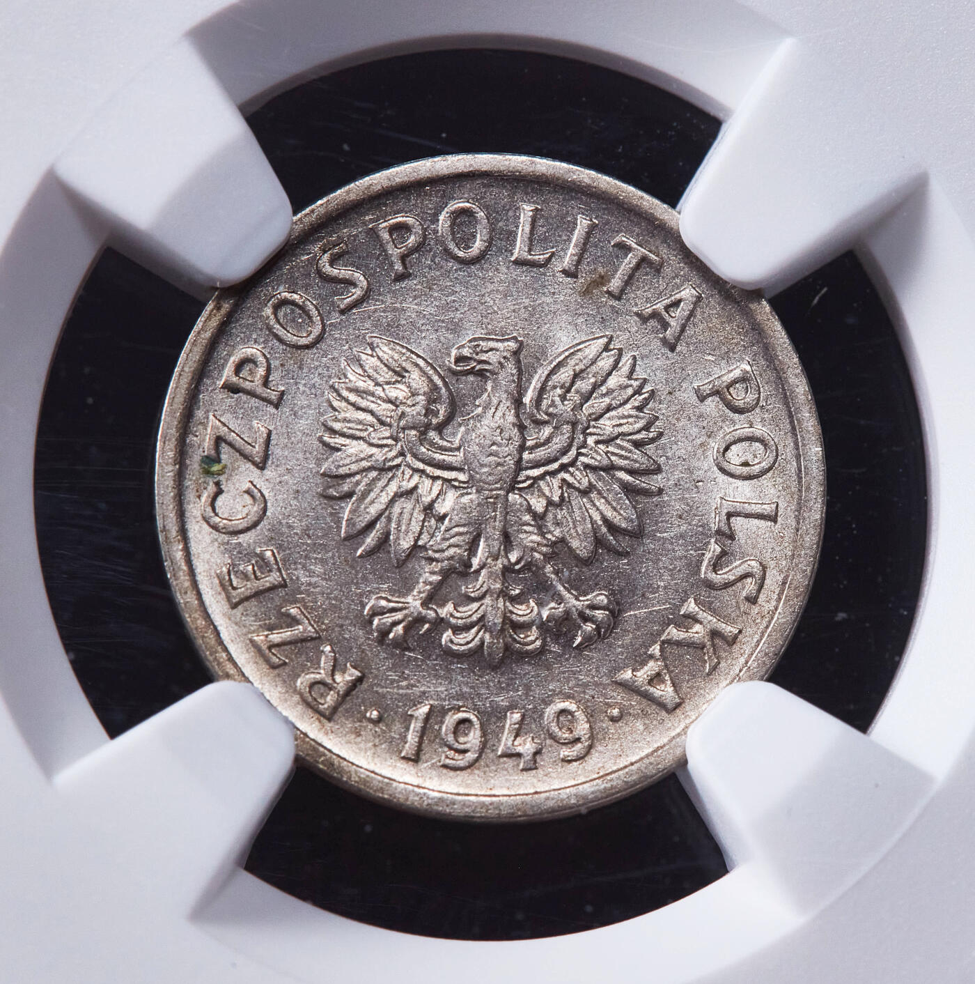 【俄甄集藏】2025年(044)11-12星期三晚 19:30 全场包邮 波兰1949年10格罗申镍币，NGC AU58，原光品相