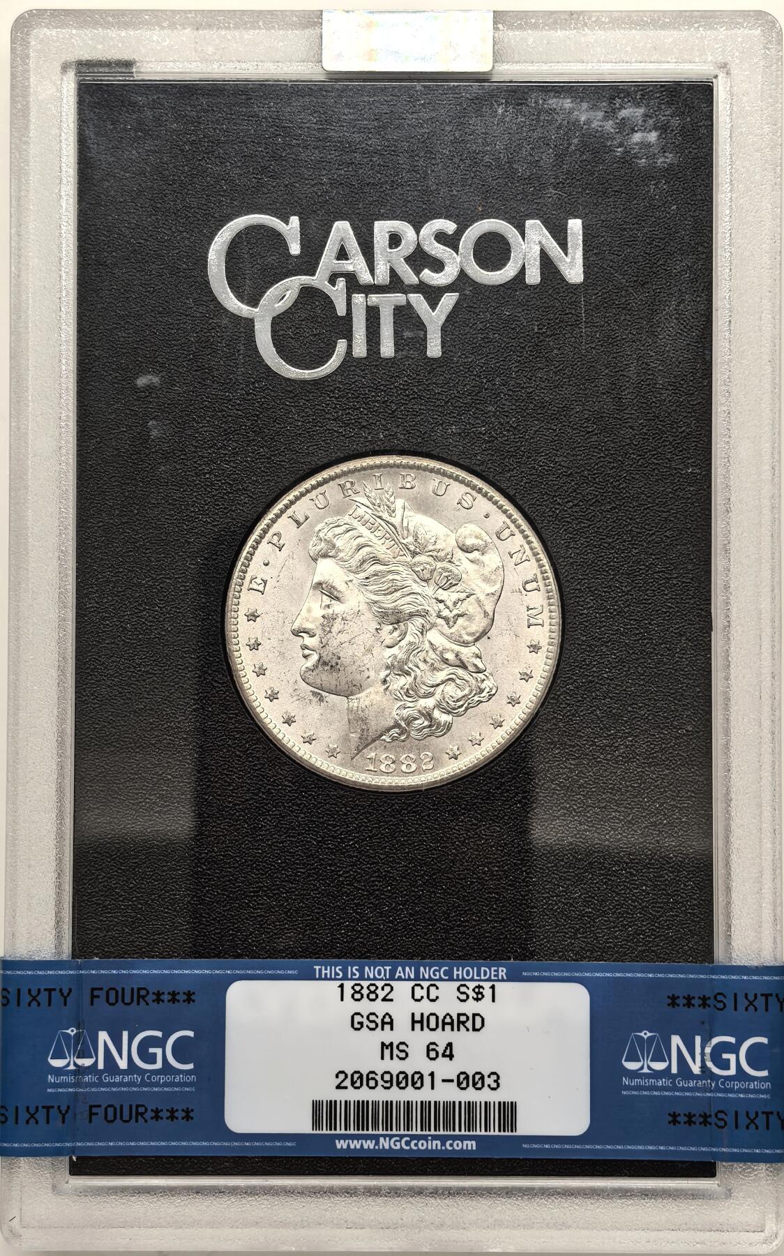 博洋堂世界钱币拍卖第143期（全场包邮） NGC MS64 美国1882-CC摩根 GSA 大封装 高分稀有卡森厂