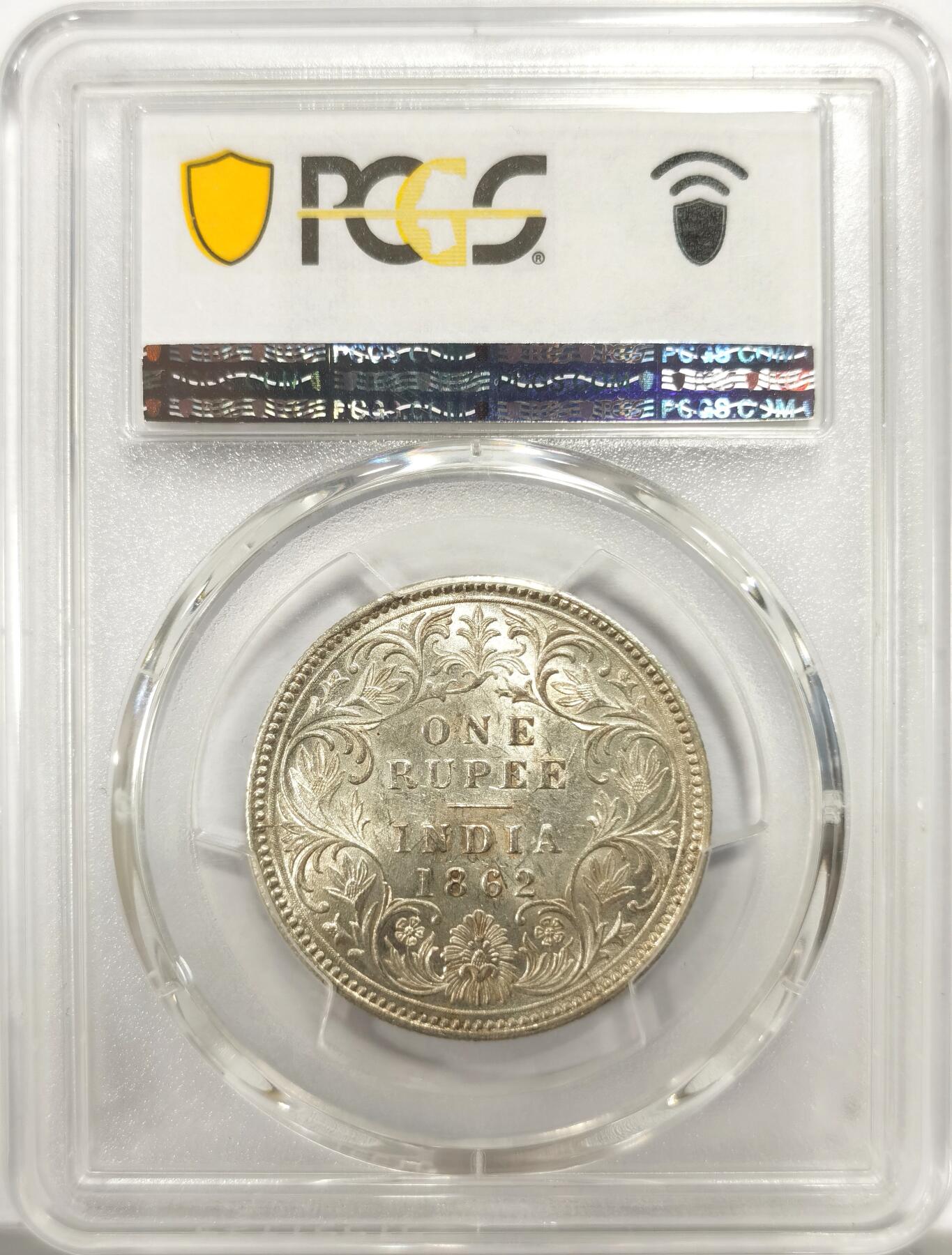 博洋堂世界钱币拍卖第143期（全场包邮） PCGS MS62 英属印度1840年C版维多利亚1卢比银币，少见C版