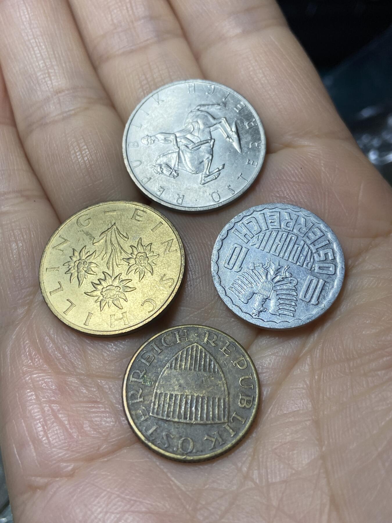 2025年第一百一十一场(总第一百三十七场）外国好品散币(免佣金) 奥地利🇦🇹4枚：1990年5先令，1990年1先令，1987年10格罗申，1971年50格罗申