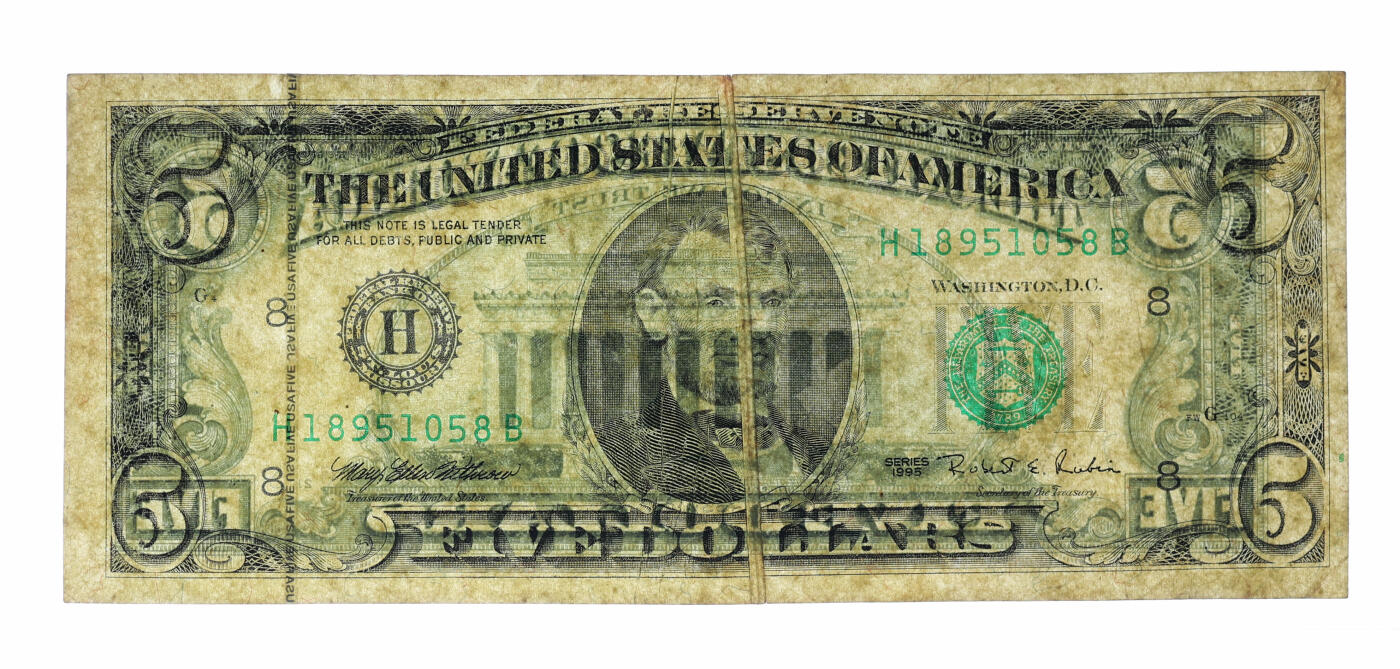 泓盛2025年秋季拍卖会 纸币 美国1995年100美元，错版券/中折白，少见，八成新